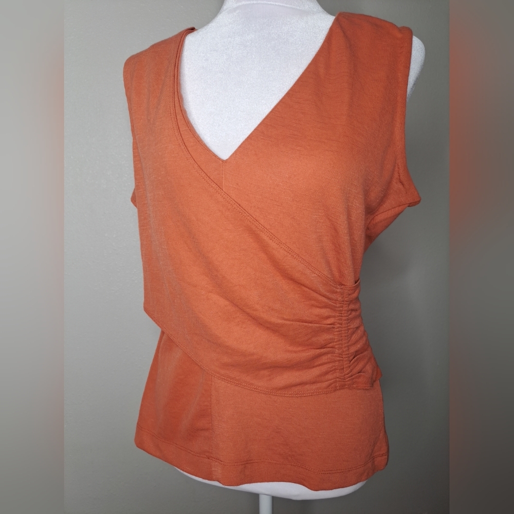 NWT Club Monaco Faux Wrap Zip Back Orange Sleeveless Tank Top Sz M